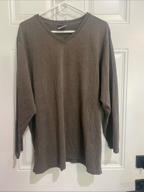 Men's V-Neck Long Sleeve Shirt - Taupe